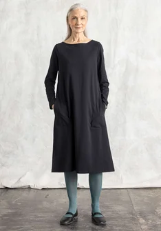 Tricot jurk "Mona" van katoen/elastaan - zwart