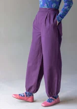 Cotton/linen harem trousers - storm purple