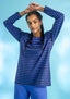 Essential striped sweater in organic cotton brilliant blue/black thumbnail