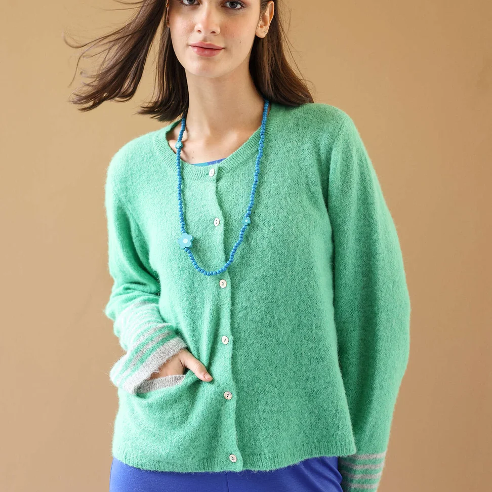 Gilet "Stripe" en alpaga mélangé - vert lotus