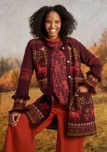 Strickjacke „Fåle“ aus Lammwollmischung/Bio-Baumwolle - aubergine