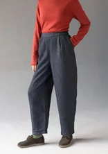 Woven pants in garment-washed linen - black