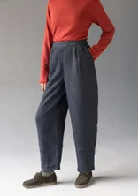 Woven pants in garment-washed linen - black