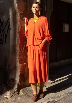 “Flora Flow” woven viscose blouse - fire lily