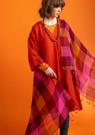 Garnfärgad sjal "Cleo" i ull - agatröd