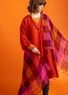 “Cleo” yarn-dyed wool shawl (agate red One Size)