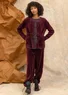 Einfarbige Velourshose aus Bio-Baumwolle/Recycling-Polyester (aubergine L)