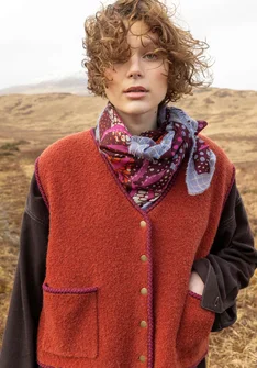 Gilet sans manches "Sälen" en maille de laine bouclette - rouille