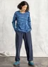“Mona” jersey top in organic cotton/spandex (indigo blue/patterned XS)