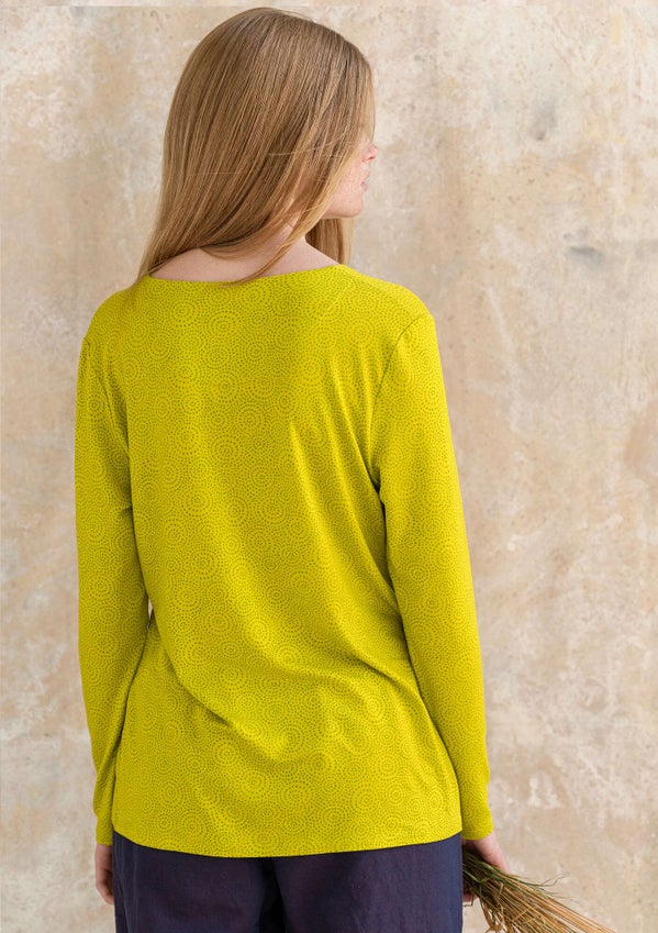 Long-sleeve jersey top lime green/patterned