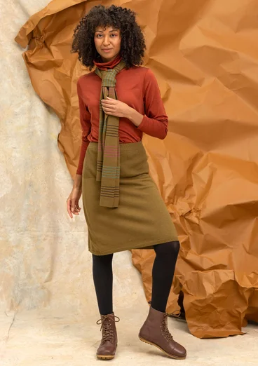 Long-sleeve, lyocell/elastane jersey polo-neck top - rust