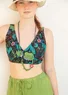 “Pacific” recycled polyamide/elastane bikini top (black/patterned M)