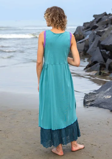 Einfarbiges Jerseykleid aus Bio-Baumwolle - teal