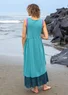 Solid-colour organic cotton jersey dress (teal L)