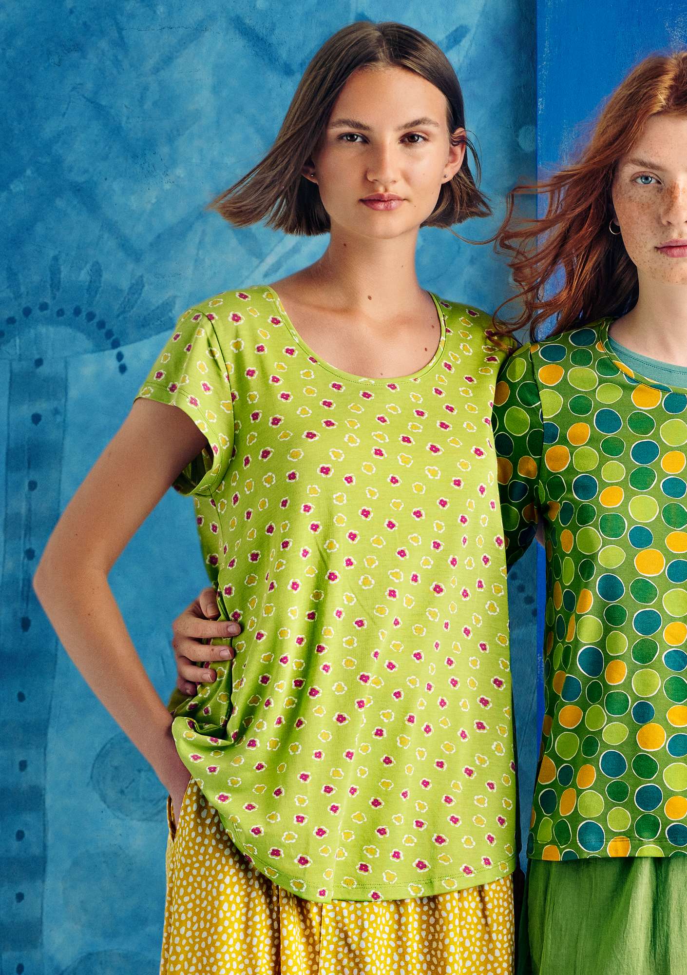 Shirt „Himmel“ aus Öko-Baumwolle/Modal  waldgrün-gemustert thumbnail