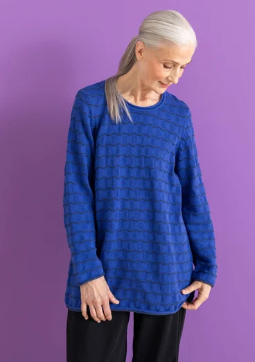 “Celia” recycled cotton favourite sweater - lupin/dark indigo