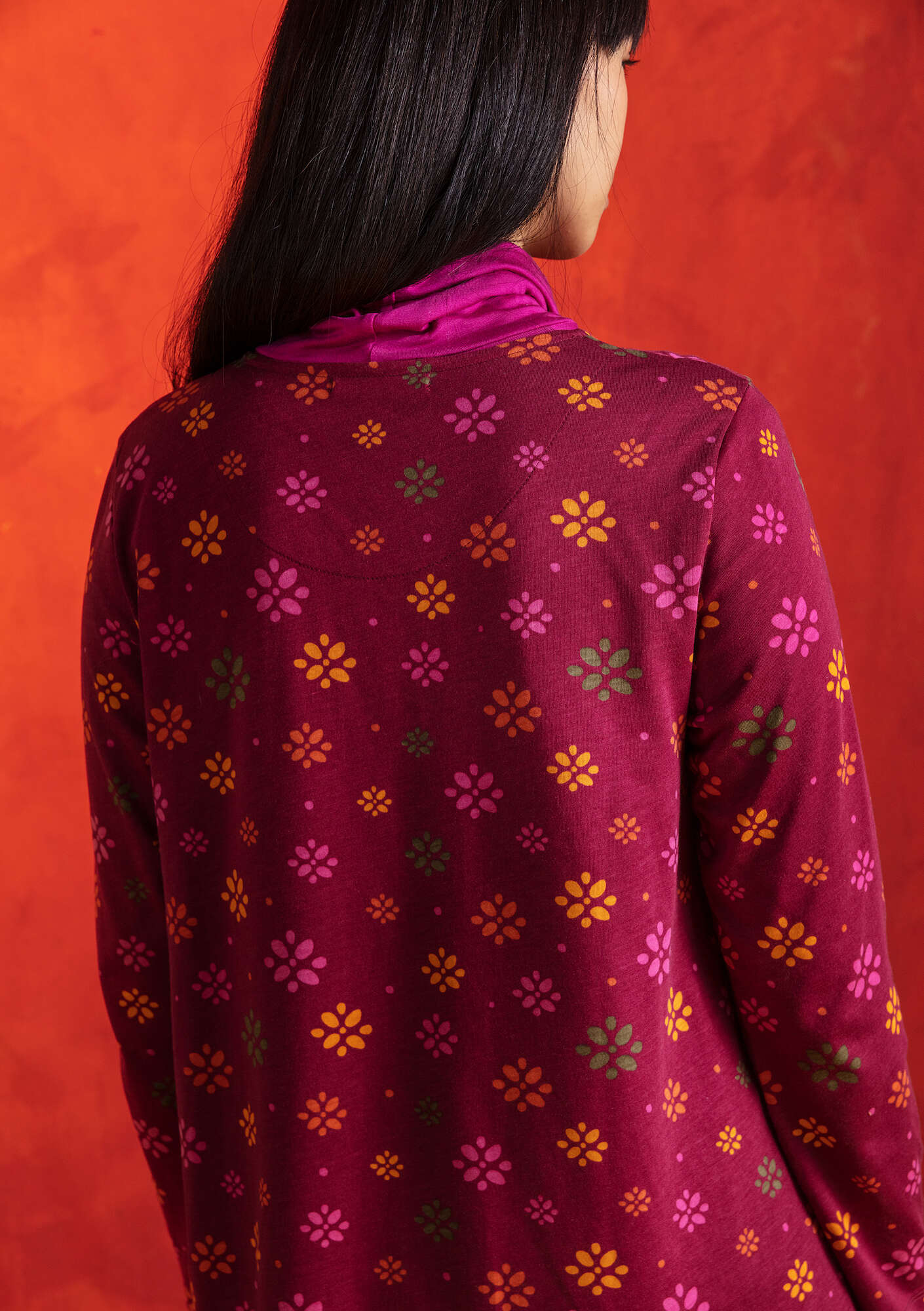 “Buthi” jersey tunic in organic cotton/modal purple red thumbnail