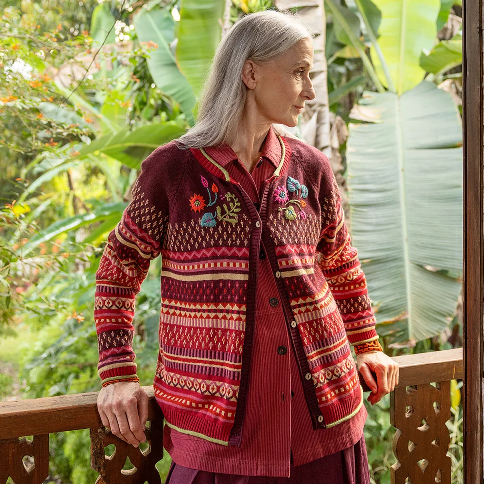 “Louise” wool blend cardigan - aubergine