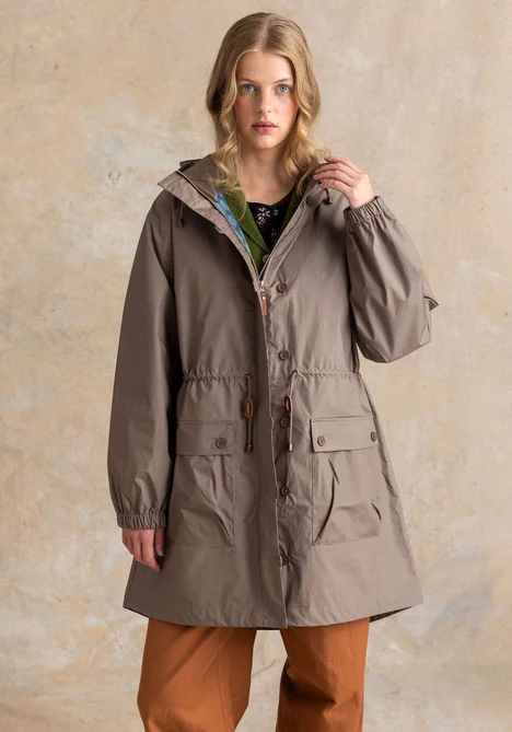 Vævet parka "Vendela" i økologisk bomuld - lys kartoffel