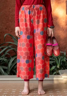 “Paris” woven organic cotton/silk trousers - flamingo/patterned