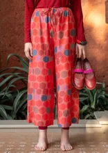 Pantalon tissé "Paris" en coton biologique/soie - flamant rose/motif