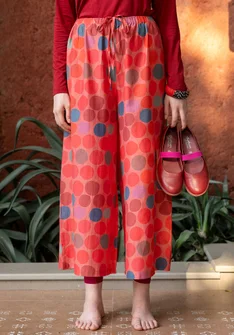 “Paris” woven organic cotton/silk trousers - flamingo/patterned