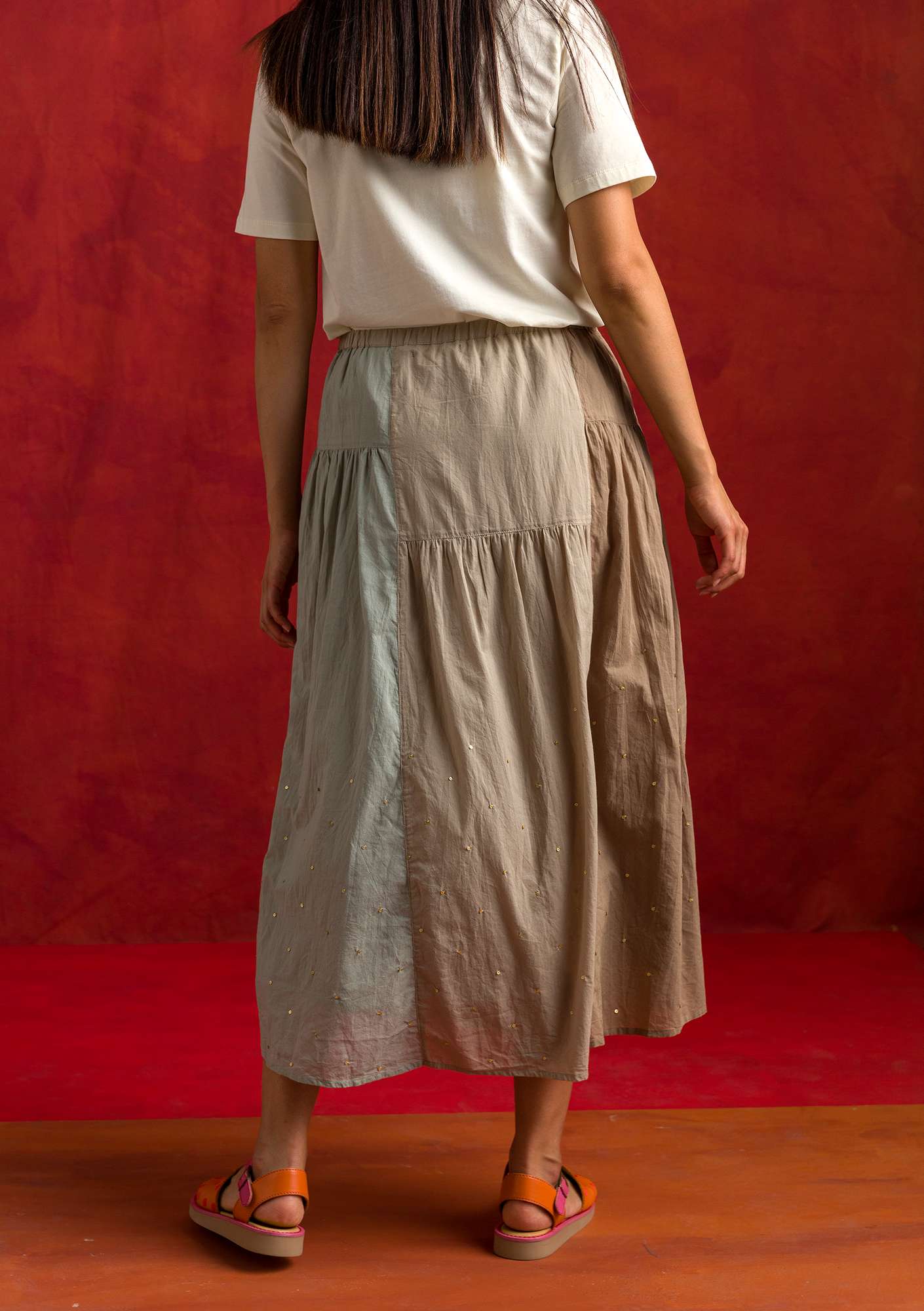 “Volcano  skirt in woven organic cotton warm gray thumbnail