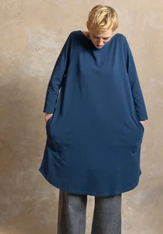 Tricot jurk "Theia" van biologisch katoen/elastaan - Stille Oceaanblauw