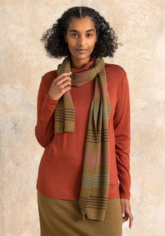 “Sylvi” rib-knit organic cotton/wool scarf - dark olive