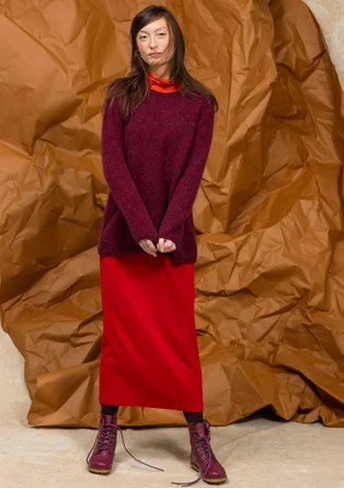 Long jersey skirt in organic cotton rib - amaryllis