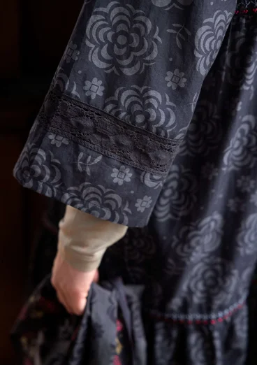 “Kamelia” woven dress in organic cotton/silk - black