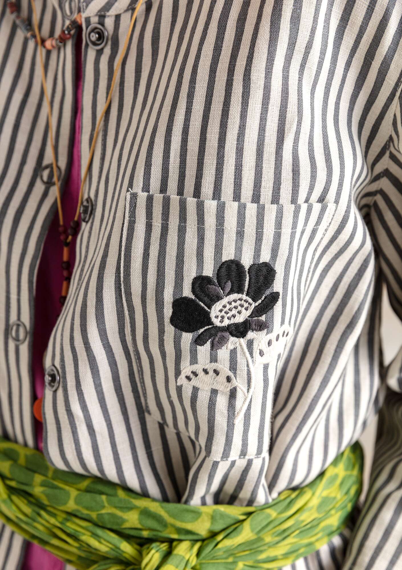 “Farmer” shirt in organic cotton/linen graphite thumbnail