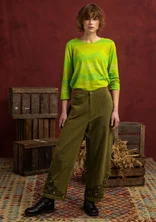 “Fields” embroidered organic cotton trousers - dark olive