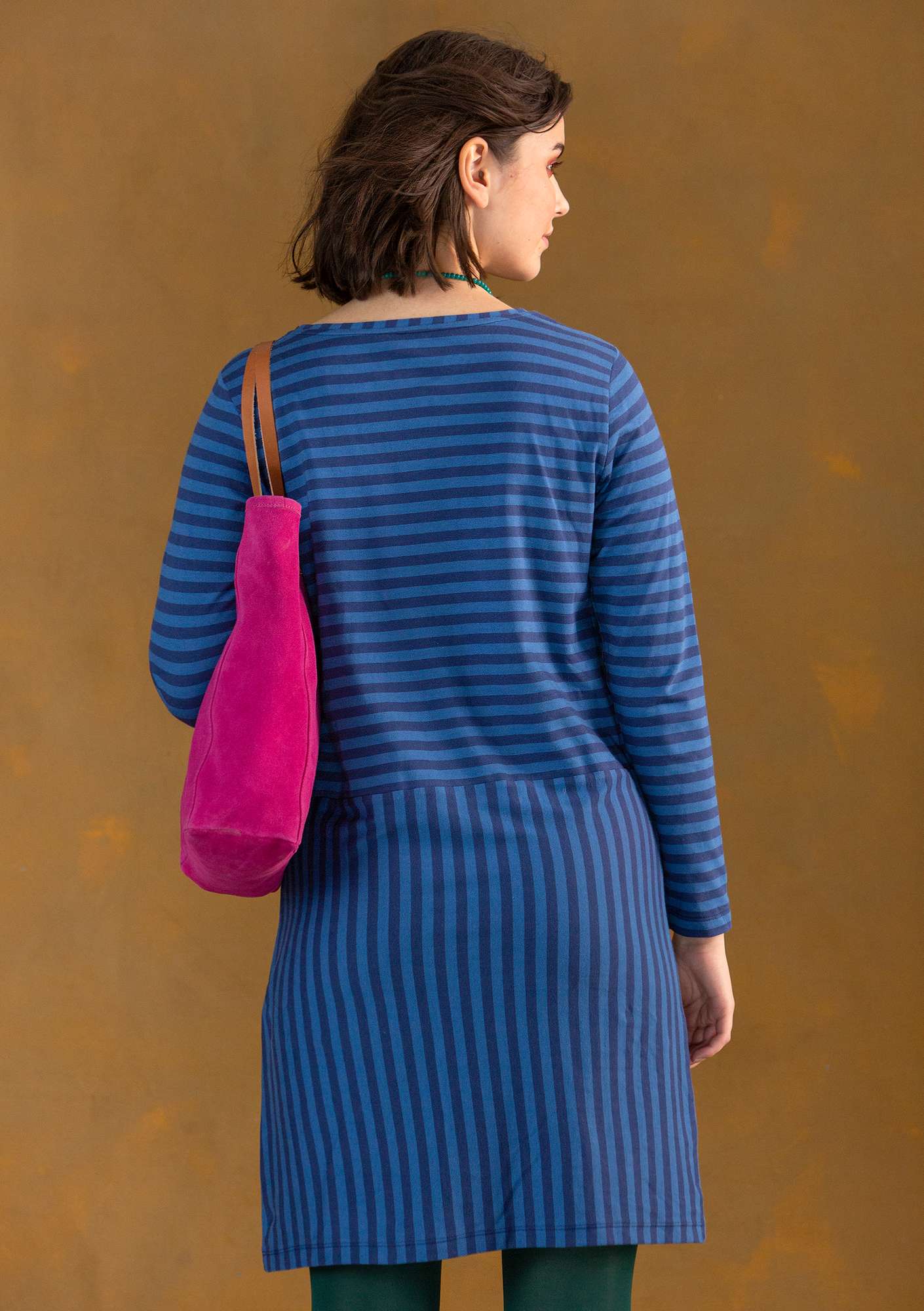 Essential stripe dress made of organic cotton indigo blue/flax blue thumbnail