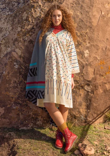 Geweven jurk "Sky" van biologisch katoen - amandelmelk