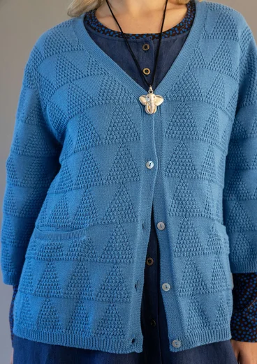 Organic cotton textured-knit cardigan - flax blue