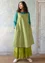 Vevd kjole «Shimla» i økologisk bomull / lin (pistasj/mønstret S)