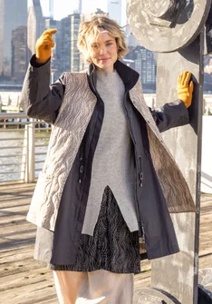 “Madison” parka in organic cotton with a removable vest - black
