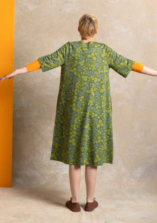 Trikåklänning ” Ophelia” i ekologisk bomull/modal - rosmarin/mönstrad