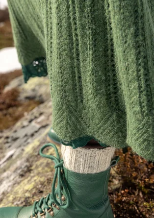 Strikket nederdel "Forgetmenot" i alpakablanding - skovgrøn/meleret