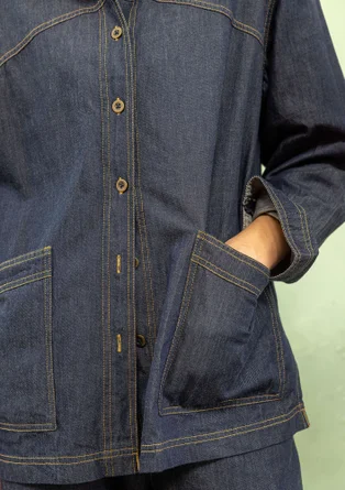 Webjacke „Ines“ aus Bio-Baumwolle - dunkelindigo
