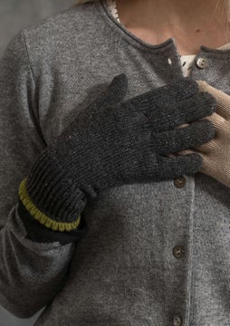 Wool/organic cotton gloves dark ash grey