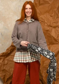 Gestreifte, gepunktete oder einfarbige Strickjacke „Wilma“ aus Lammwolle - taupe melange-gemustert