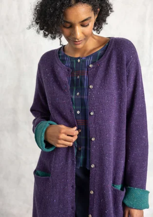 Lambswool blend coatigan - blackberry/melange