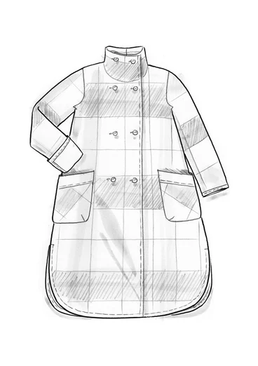 Lange jas "Alberta" van gerecyclede wol/gerecycled polyester - rooibos/dessin