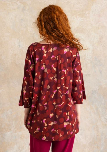 Tunique à motif/unie "Frida" en jersey de coton biologique - rouge agate foncé/motif