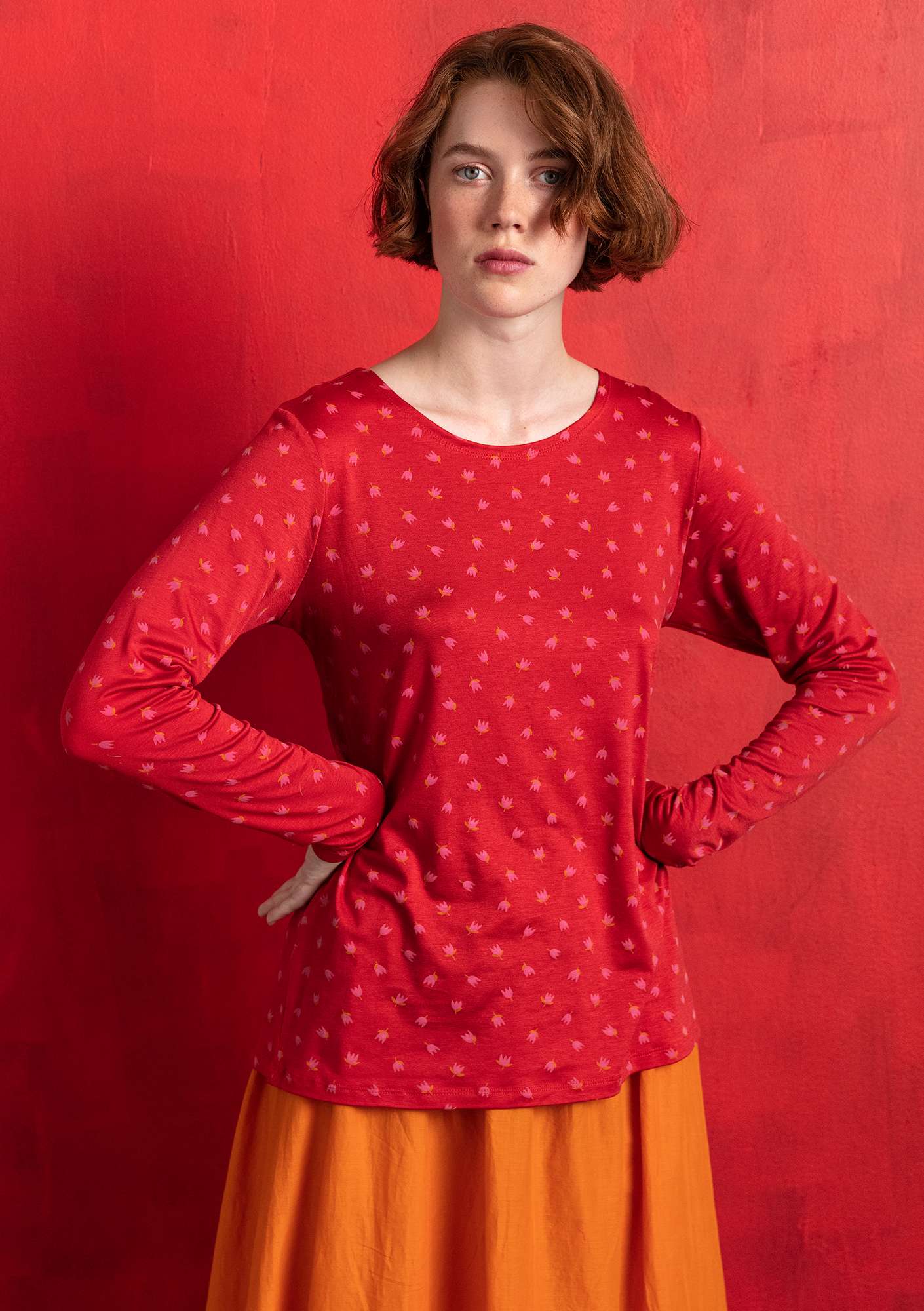 Top  Adena  en jersey de lyocell/élasthanne rouge perroquet/motif thumbnail