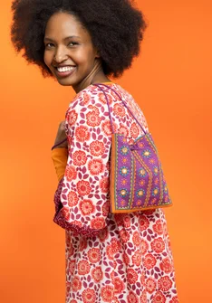 “Sunita” embroidered bag in organic cotton - mayflower