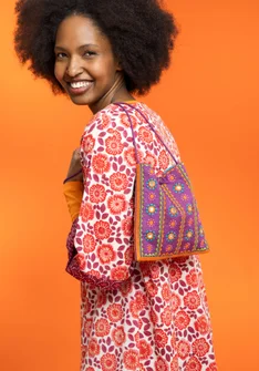 “Sunita” embroidered bag in organic cotton - mayflower