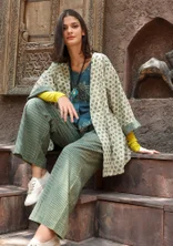 Kimono tissé ”Willow” en coton biologique - indigo vert